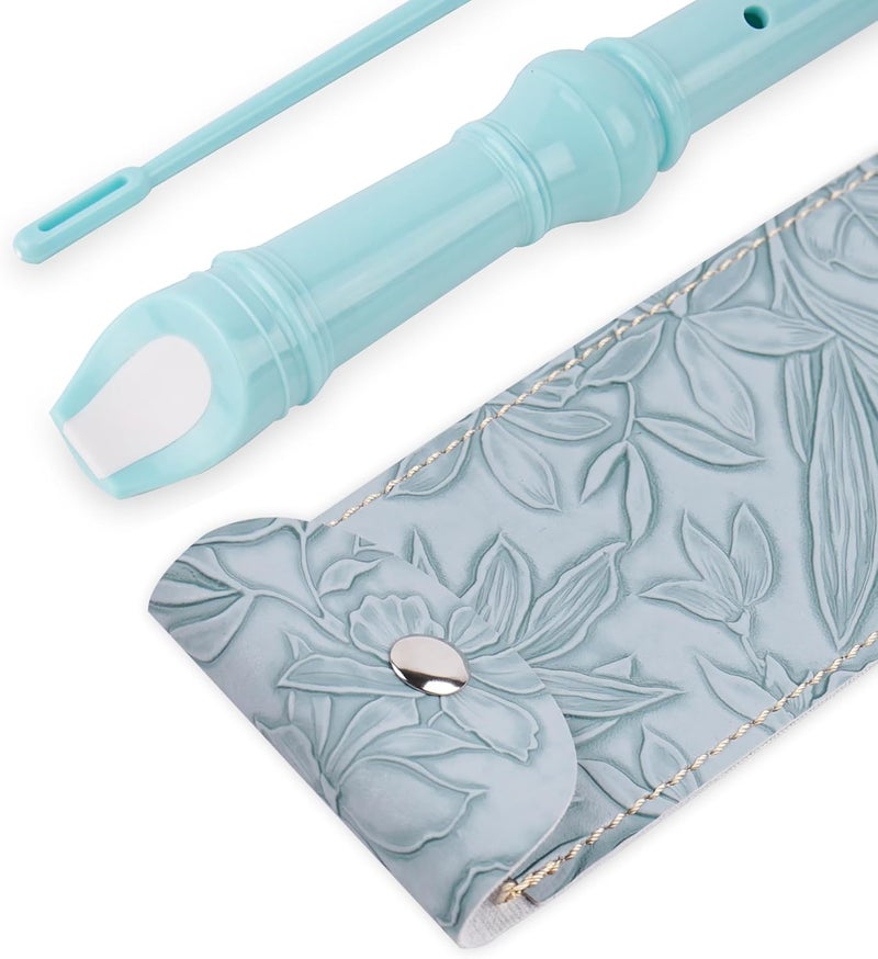 Haecsfl Recorder Instrument for Beginner Adults,8-Hole Soprano Descant Recorder Music Flute with with Cleaning Rod & Leather Case For Home Entertainment(2-Carved Light Blue) - Image 5